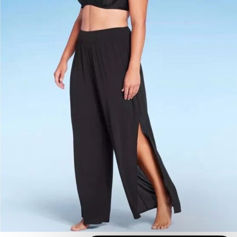 Kona Sol Target Black Beach Cover Up Pants Wide Leg M - Picture 3 of 3